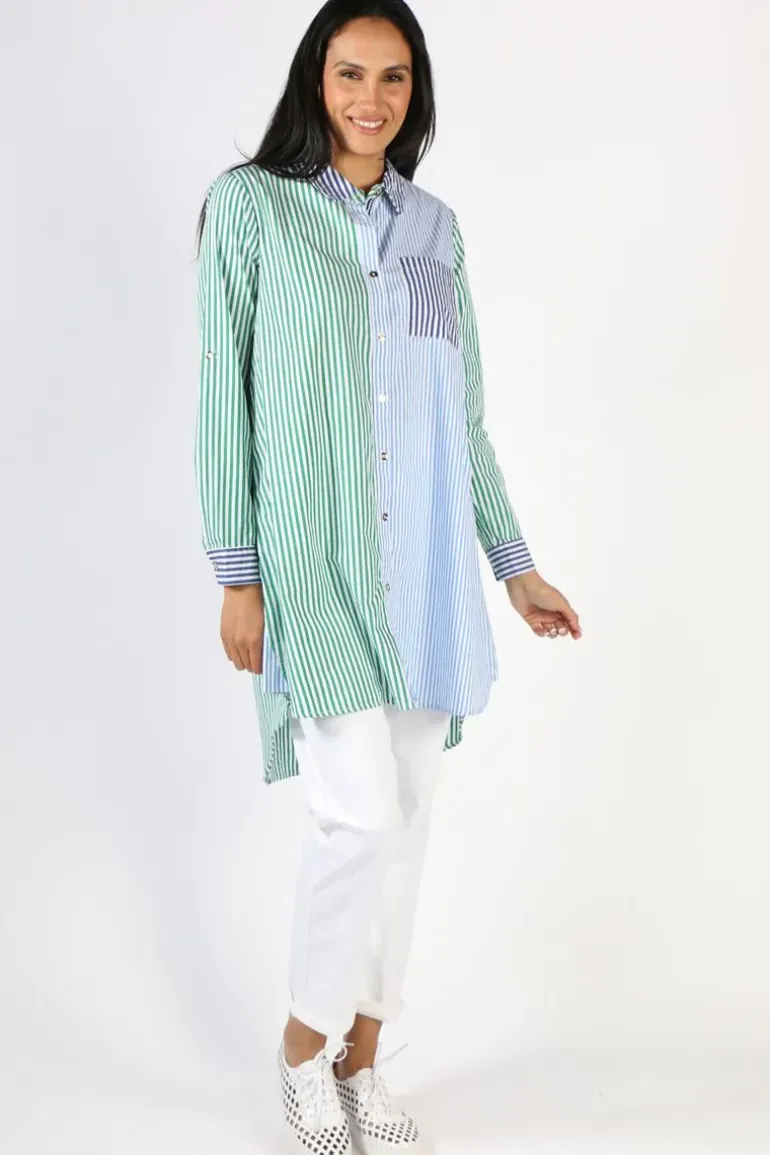 Threadz Get Shirty Shirt Dress In Stripe