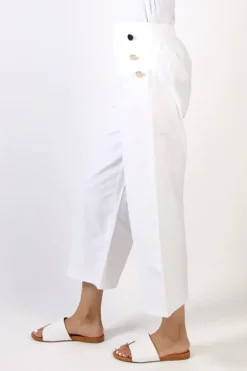 Threadz Gold Button Pant In White