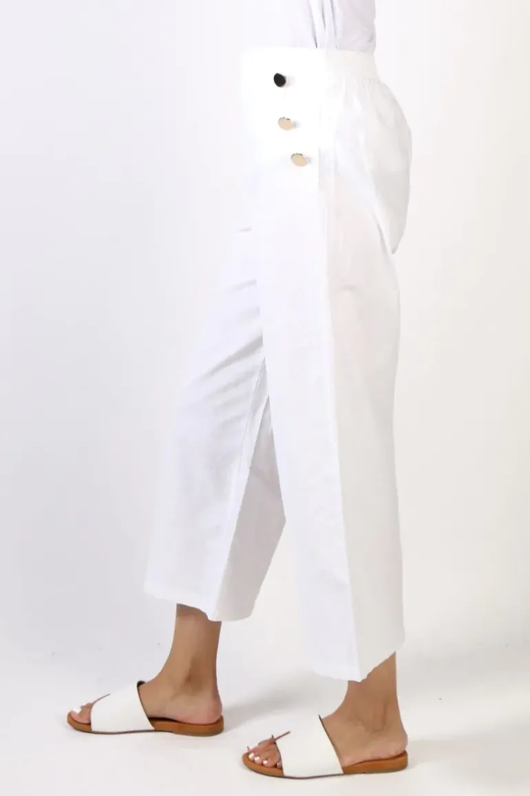 Threadz Gold Button Pant In White