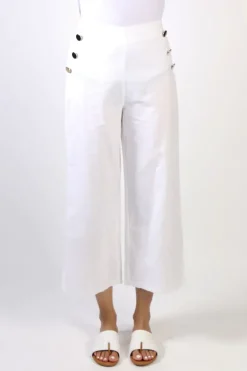 Threadz Gold Button Pant In White