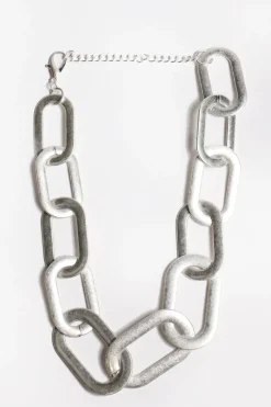 Threadz Metallic Chain Loop Necklace In Silver