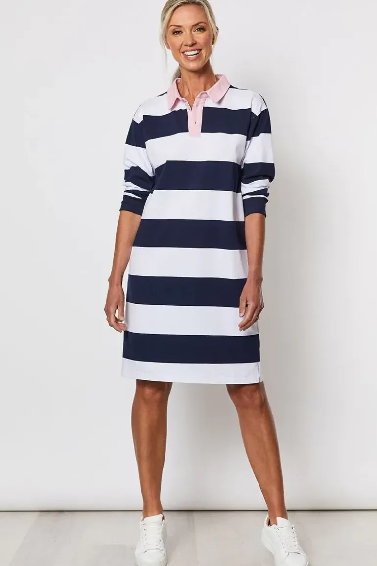 Threadz Rugby Dress In Navy