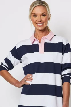 Threadz Rugby Dress In Navy