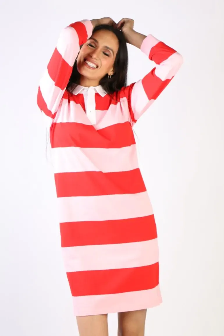 Threadz Rugby Dress In Pink