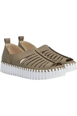 Tulip Open Toe Flat By Ilse Jacobsen In Army
