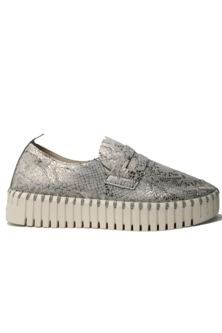 Tulip Platform Loafer By Ilse Jacobsen In Wheat Snakeskin
