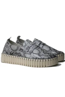 Tulip Platform Loafer By Ilse Jacobsen In Black Snakeskin