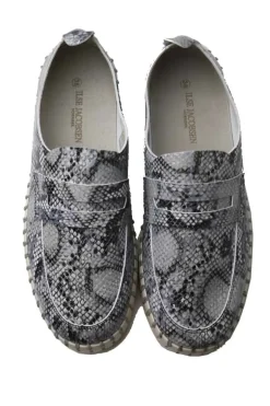 Tulip Platform Loafer By Ilse Jacobsen In Black Snakeskin