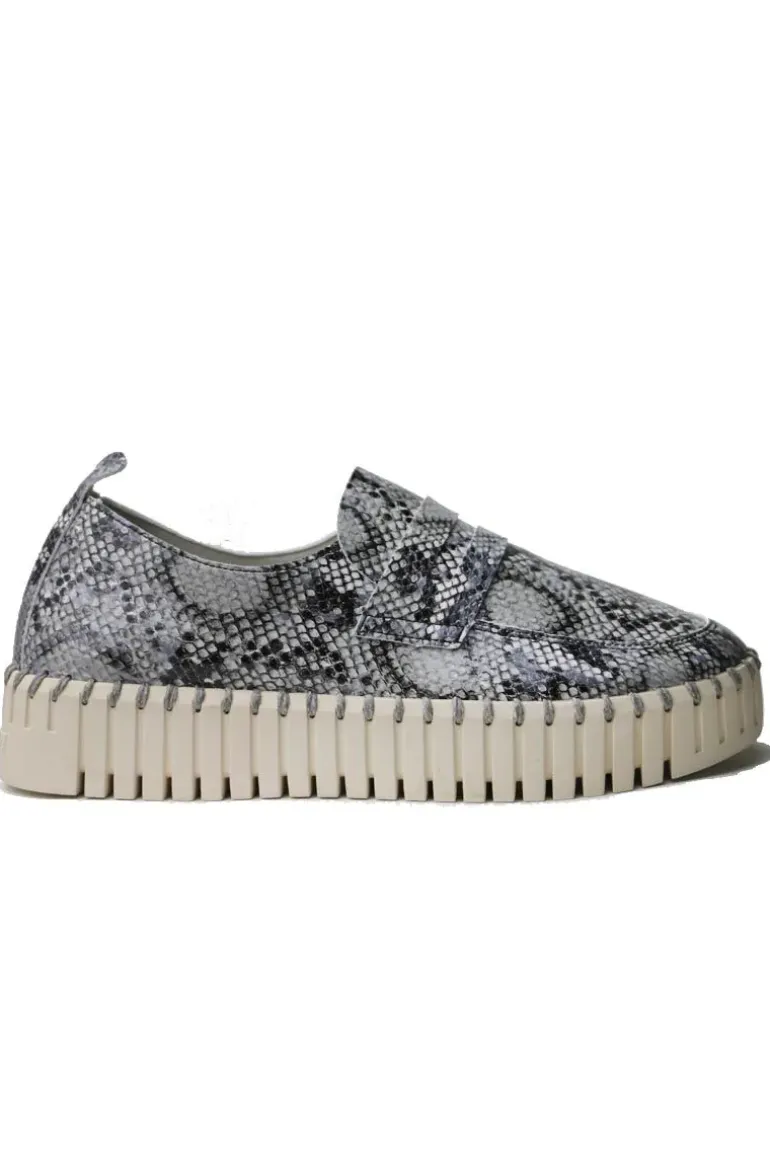 Tulip Platform Loafer By Ilse Jacobsen In Black Snakeskin