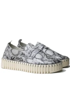 Tulip Platform Loafer By Ilse Jacobsen In Black Snakeskin