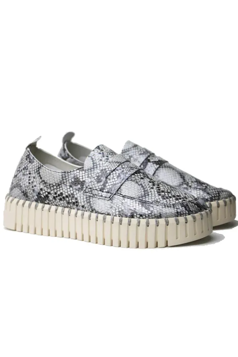 Tulip Platform Loafer By Ilse Jacobsen In Black Snakeskin