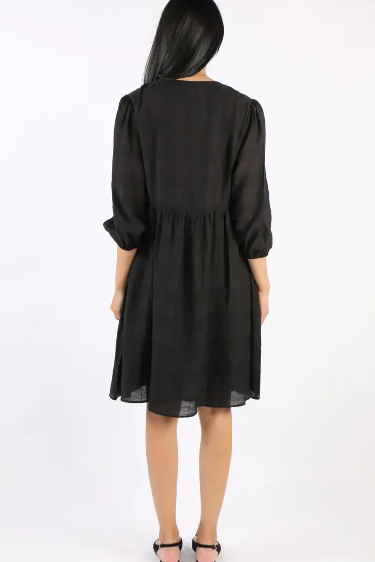 Two Ts Sheer Check Dress In Black
