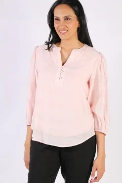 Two Ts Sheer Check Shirt In Pink