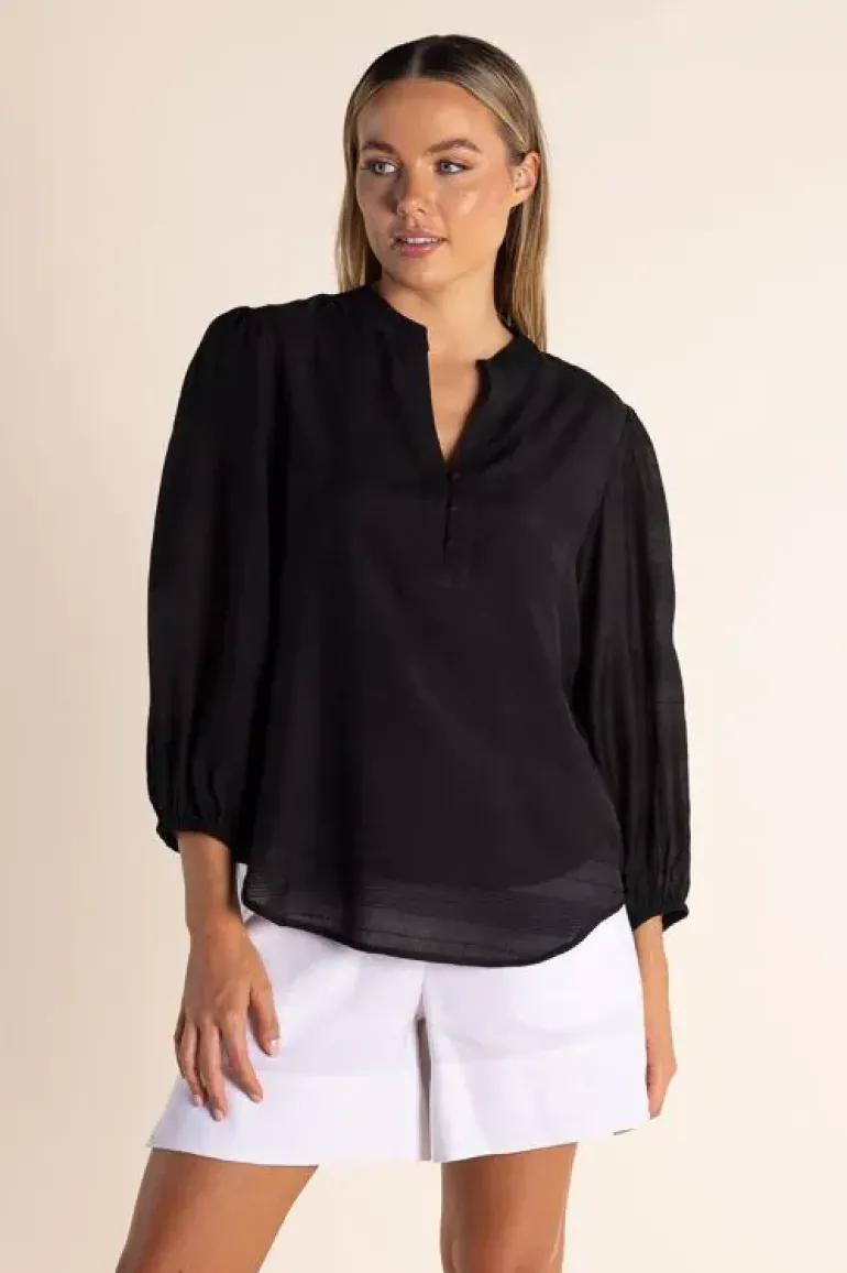 Two Ts Sheer Check Shirt In Black