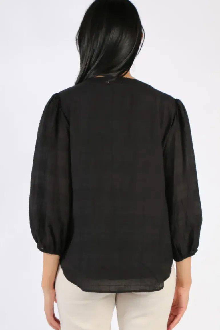 Two Ts Sheer Check Shirt In Black