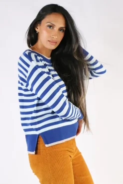 Two Ts Stripe Jumper In Blue