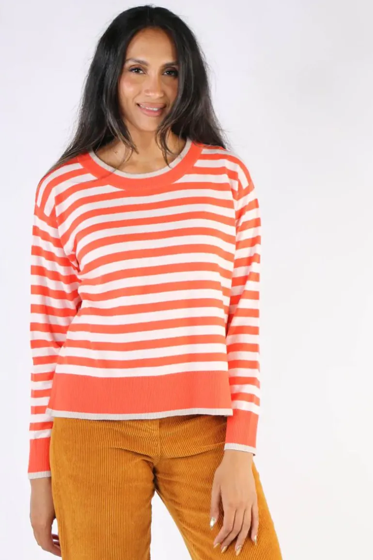 Two Ts Stripe Jumper In Orange