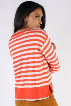 Two Ts Stripe Jumper In Orange