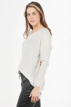 V Neck Jumper In Cloud By Bridge & Lord