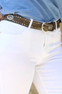 Vanzetti Textured Studded Belt In Olive