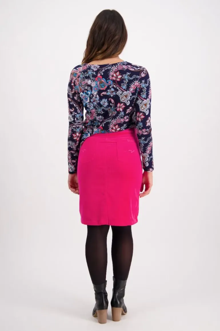Vassalli Corduroy Skirt In Hot Pink