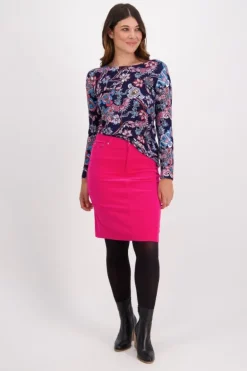 Vassalli Corduroy Skirt In Hot Pink