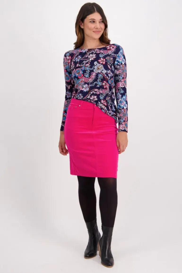 Vassalli Corduroy Skirt In Hot Pink
