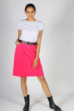 Vassalli Corduroy Skirt In Hot Pink