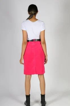 Vassalli Corduroy Skirt In Hot Pink