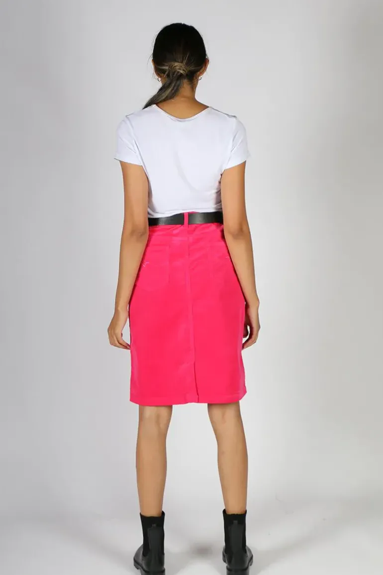 Vassalli Corduroy Skirt In Hot Pink