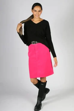 Vassalli Corduroy Skirt In Hot Pink