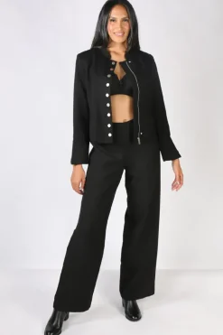 Vassalli Cropped Stud Jacket In Black