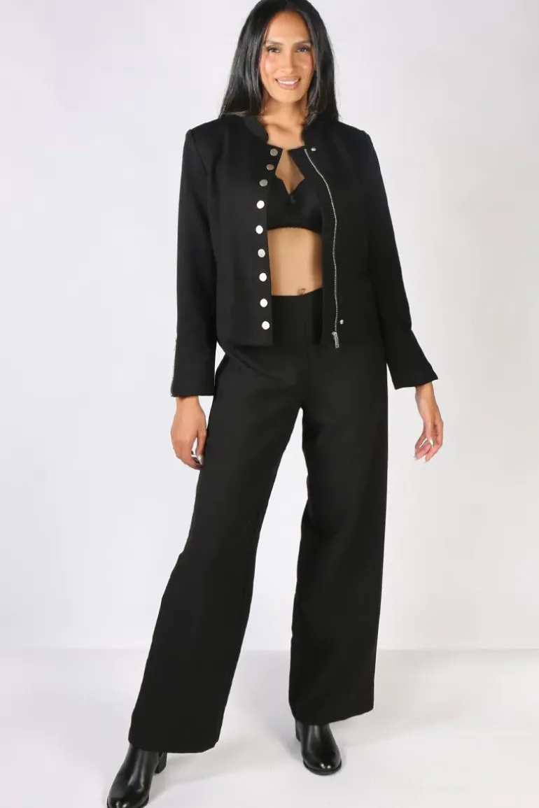 Vassalli Cropped Stud Jacket In Black