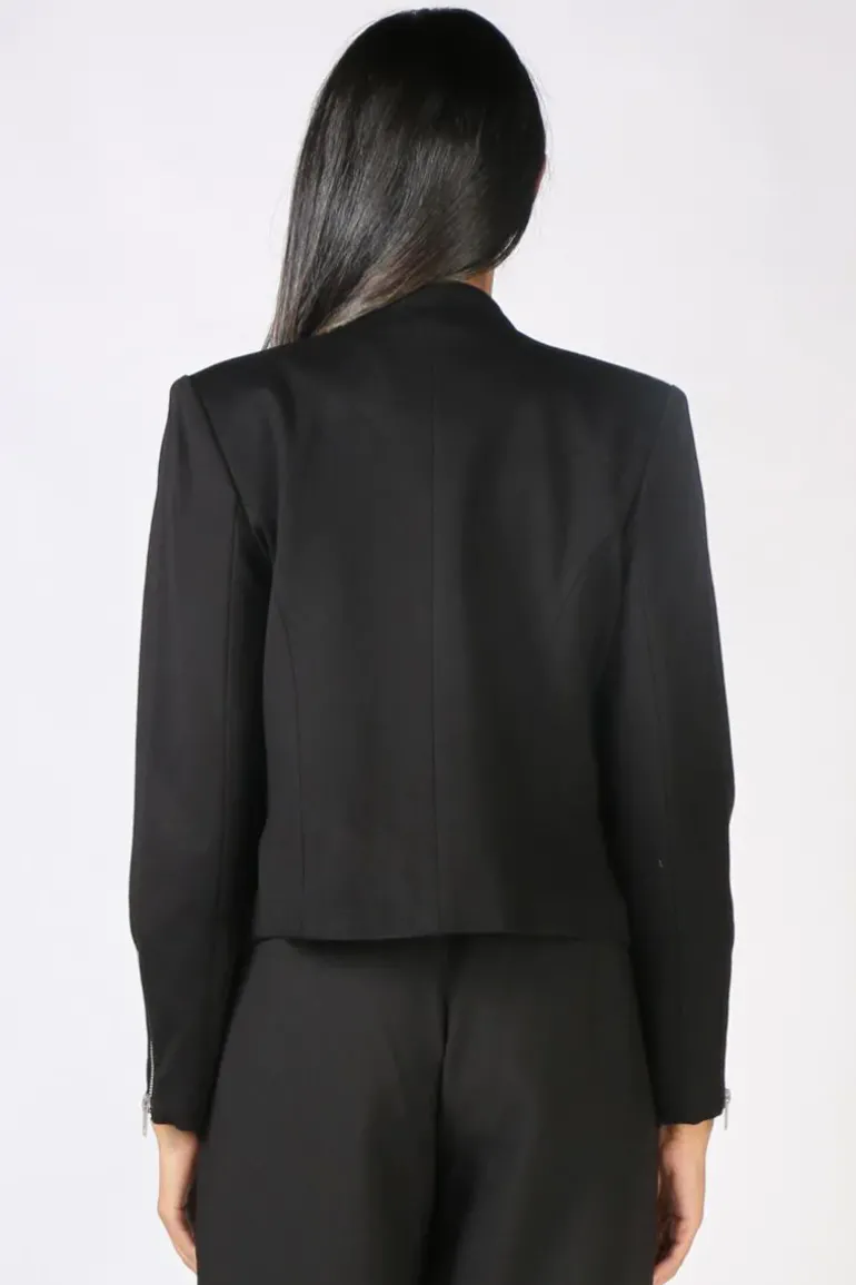 Vassalli Cropped Stud Jacket In Black
