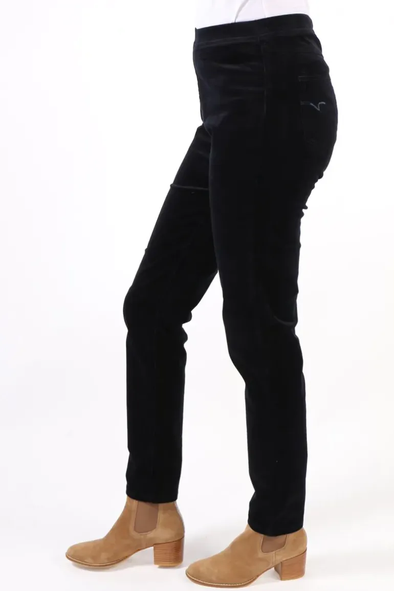 Vassalli Skinny Leg Pinwale Cord Pull On Pant In Midnight