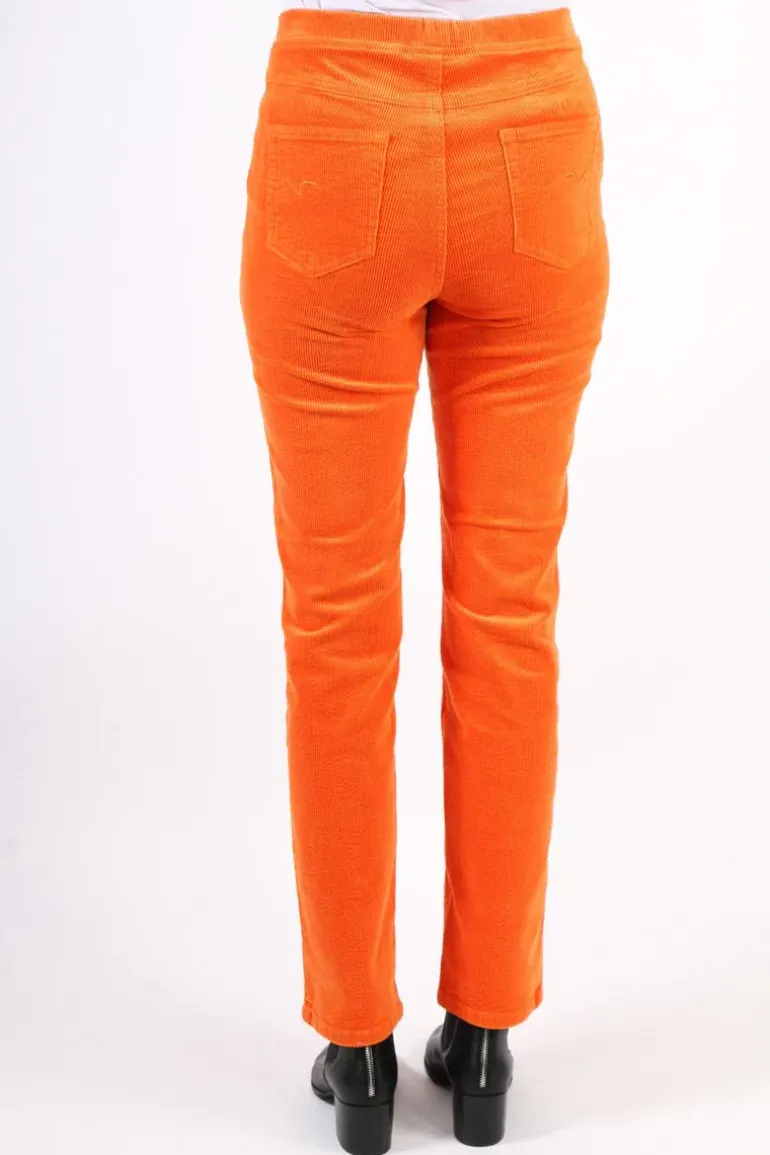 Vassalli Skinny Leg Widewale Cord Pull On Pant In Orange