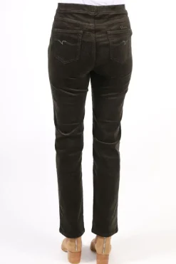 Vassalli Skinny Leg Widewale Cord Pull On Pant In Bottle