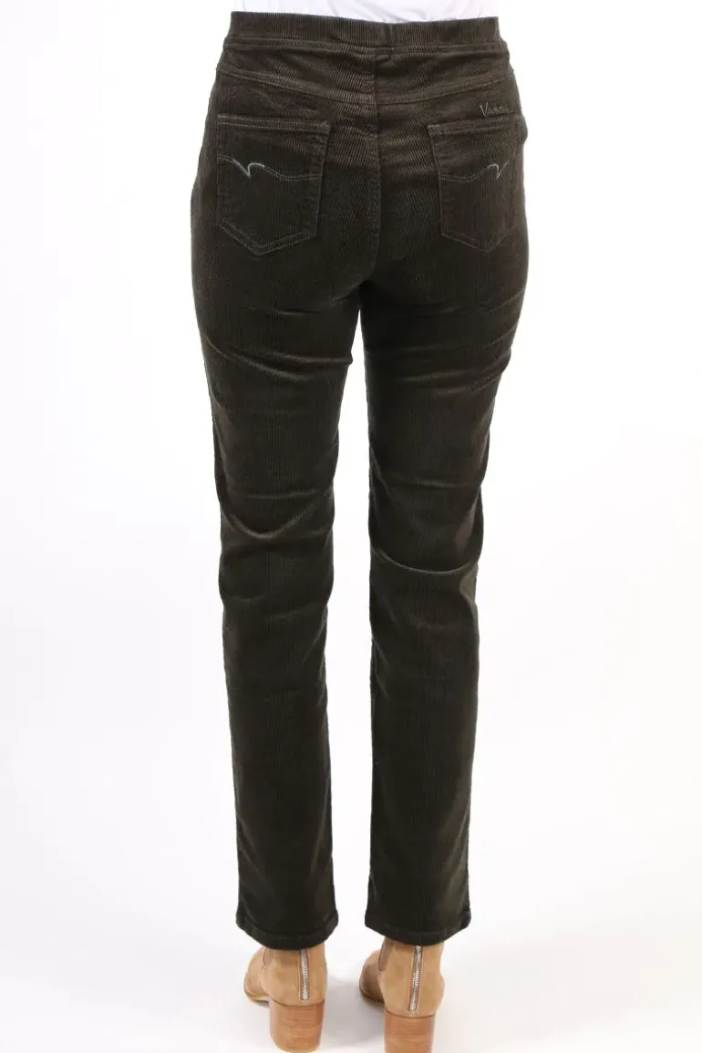 Vassalli Skinny Leg Widewale Cord Pull On Pant In Bottle