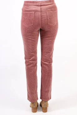 Vassalli Skinny Leg Widewale Cord Pull On Pant In Rose
