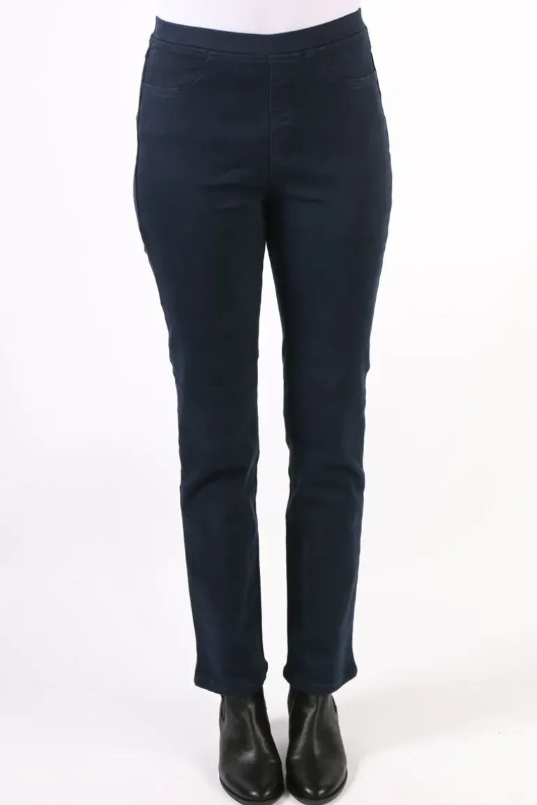 Vassalli Slim Leg Stretch Denim Pull On Pant In Navy