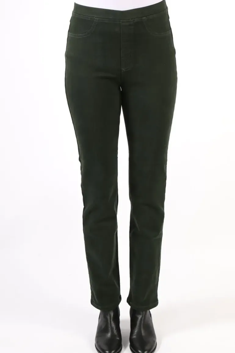 Vassalli Slim Leg Stretch Denim Pull On Pant In Forest