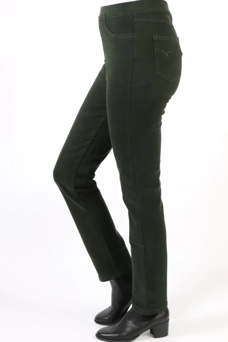 Vassalli Slim Leg Stretch Denim Pull On Pant In Forest