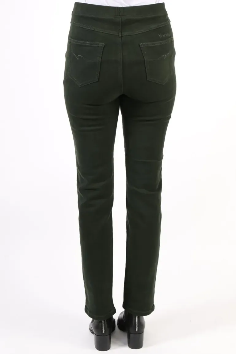 Vassalli Slim Leg Stretch Denim Pull On Pant In Forest