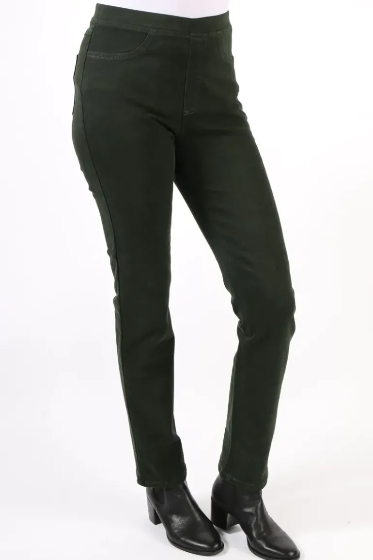 Vassalli Slim Leg Stretch Denim Pull On Pant In Forest