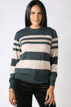 Vassalli Striped Jumper In Forest
