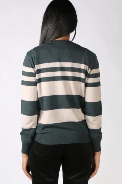 Vassalli Striped Jumper In Forest