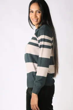 Vassalli Striped Jumper In Forest