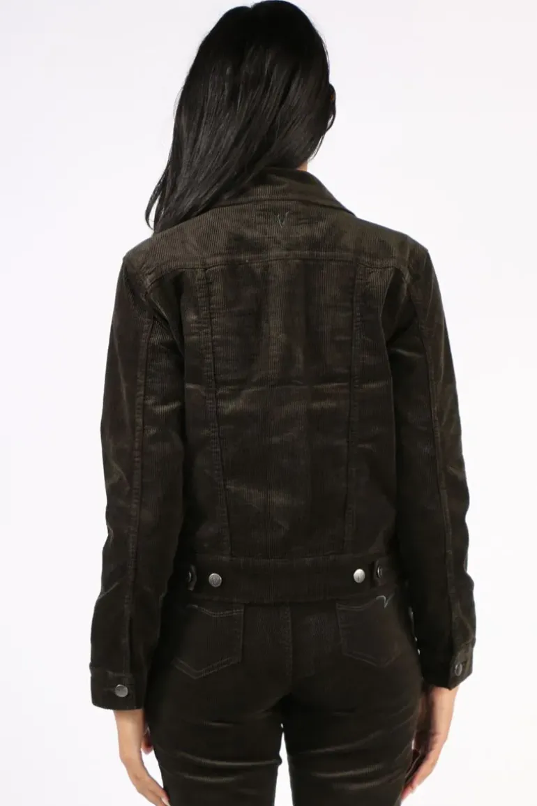 Vassalli Widewale Cord Denim Jacket In Bottle