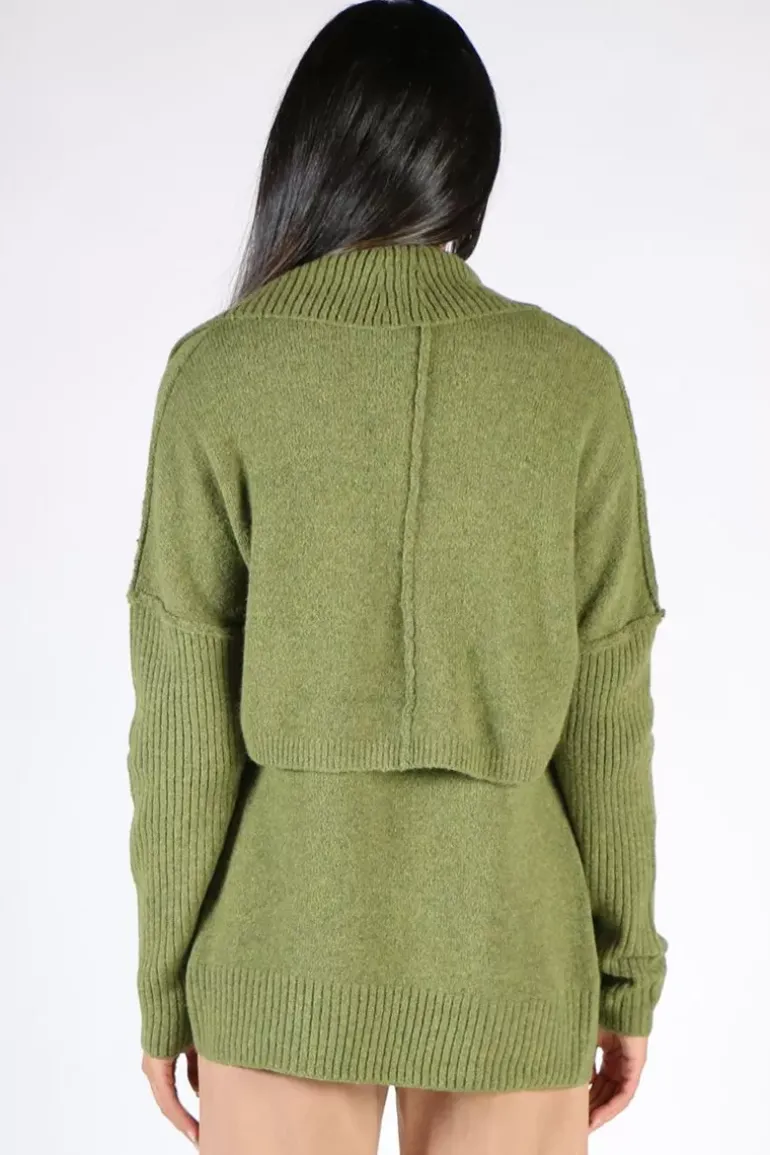 Verge Deliver Cardigan In Pea
