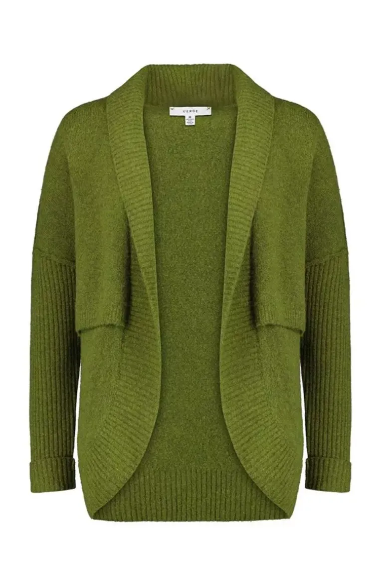 Verge Deliver Cardigan In Pea